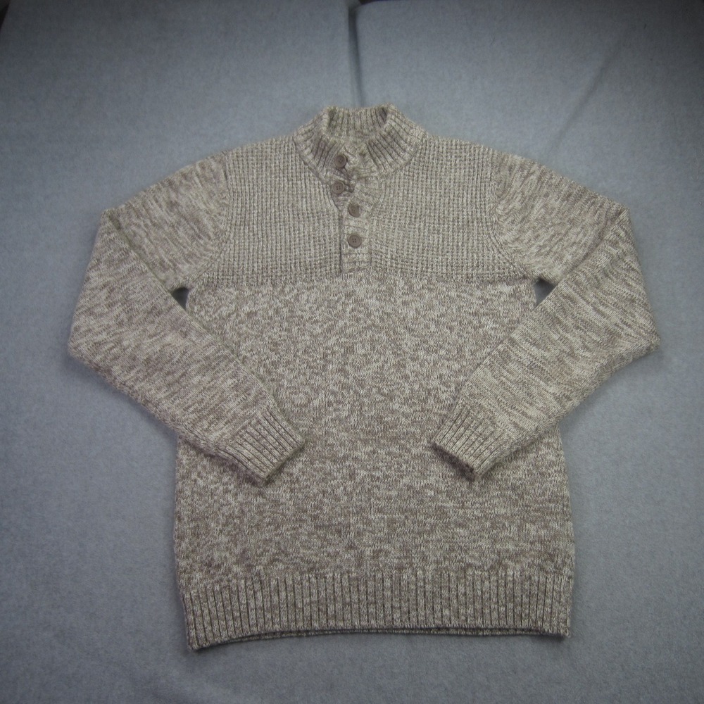 Method Sweater Mens Large Tan Brown Textured Knit Mock Neck‎
